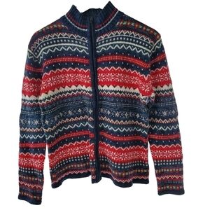 Tiara International Vintage Full Zip Long Sleeve Cardigan Sweater Size M